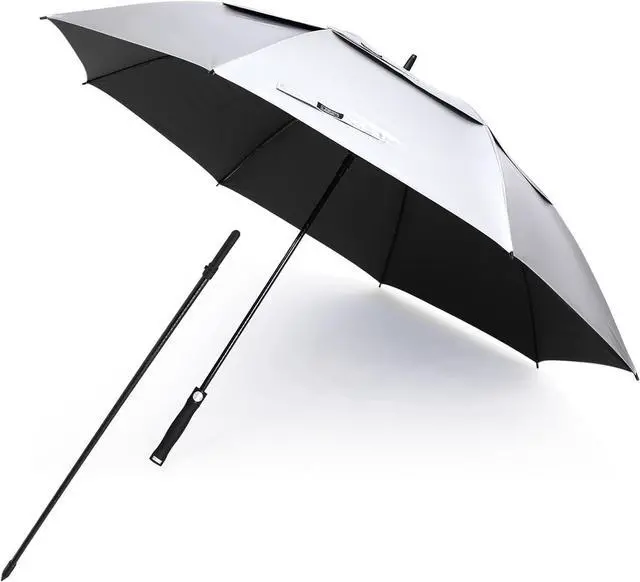 Main image of Vented UV Golf/Beach Umbrella 68" Arc, Auto Open Oversize Extra Large Windproof Sun Shade Rain Umbrellas
