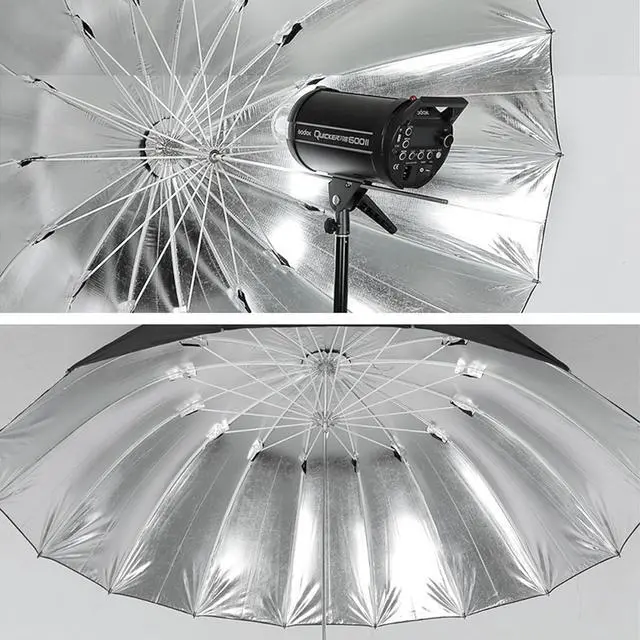 Alt view image 4 of 7 - UB-L3 75inch/180cm Black/Silver Reflective Umbrella Studio Photography Umbrella for Photo, Studio Shooting