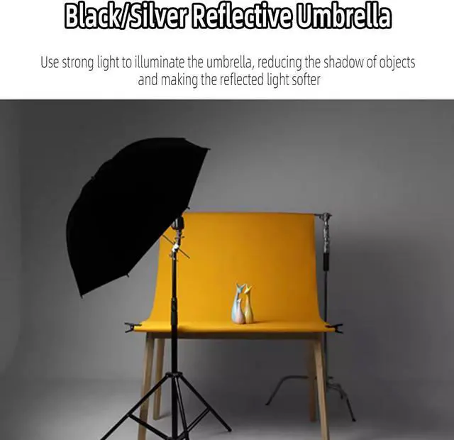Alt view image 5 of 7 - UB-L3 75inch/180cm Black/Silver Reflective Umbrella Studio Photography Umbrella for Photo, Studio Shooting