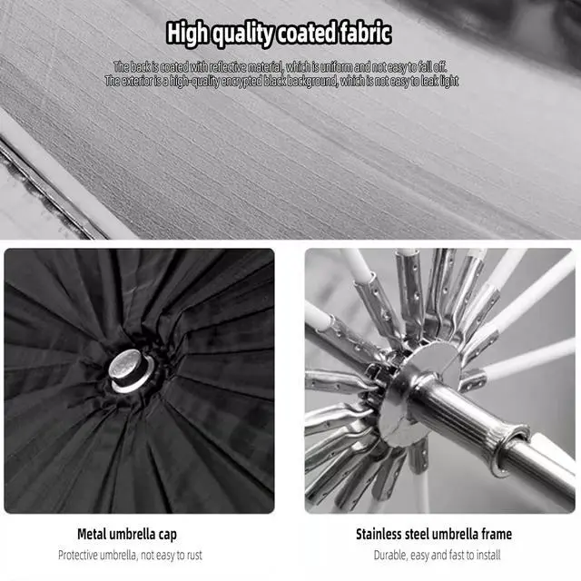 Alt view image 6 of 7 - UB-L3 75inch/180cm Black/Silver Reflective Umbrella Studio Photography Umbrella for Photo, Studio Shooting
