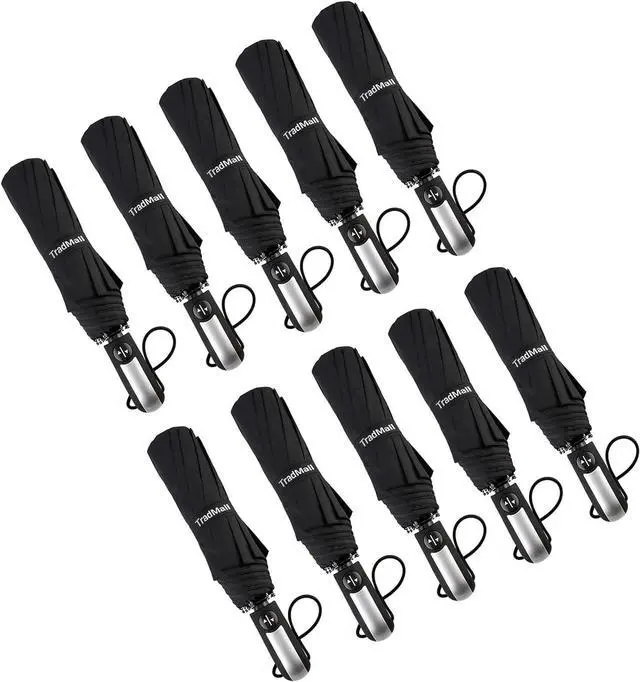 Main image of 10 Pack Bulk Umbrellas Travel Windproof Portable Compact Large Canopy Ergonomic Handle Auto Open & Close