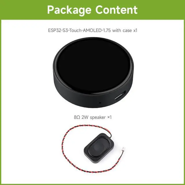 Alt view image 2 of 7 - ESP32-S3 1.75inch AMOLED Round Touch Display Development Board, 32-bit LX7 Dual-core, 466×466, QSPI, Dual Digital Microphones Array, ESP32 with Display, with Case
