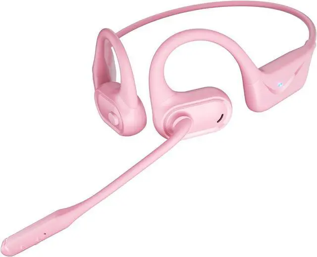 Main image of Open Ear Headphones with Mic, 29g Bluetooth Headset, Sweat Resistant,12Hrs, Dual Connect, Wireless Bluetooth Headphones with Noise Cancelling Microphone & Mute, for Work, Workout, Driving, Call, Pink