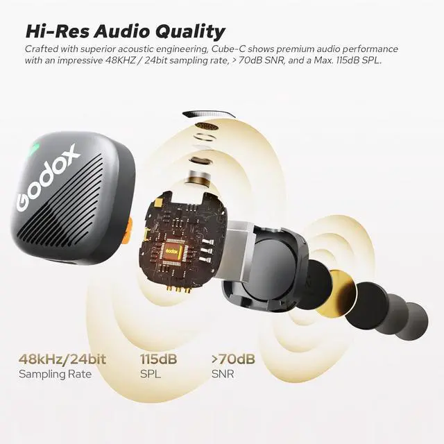 Alt view image 7 of 7 - Cube-C Comb Kit2 Wireless Lavalier Microphone for Camera/iPhone15&16/Android/PC, 300m(1000ft.) Range, 48KHz 24Bit, Noise Cancellation,10H Battery Life, Wireless Mic for Vlog, TikTok, Interview