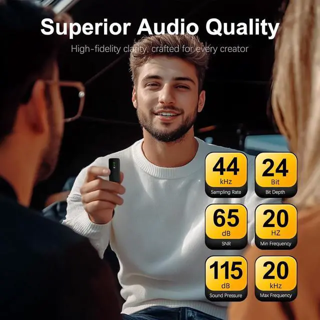 Alt view image 4 of 7 - Wireless Lavalier Microphone for iPhone/Camera/Android/Laptop with Noise Cancellation, 25H Battery Life, 229ft Range, Clip on Wireless Lapel Mic for Video Recording, Vlogging, Interview