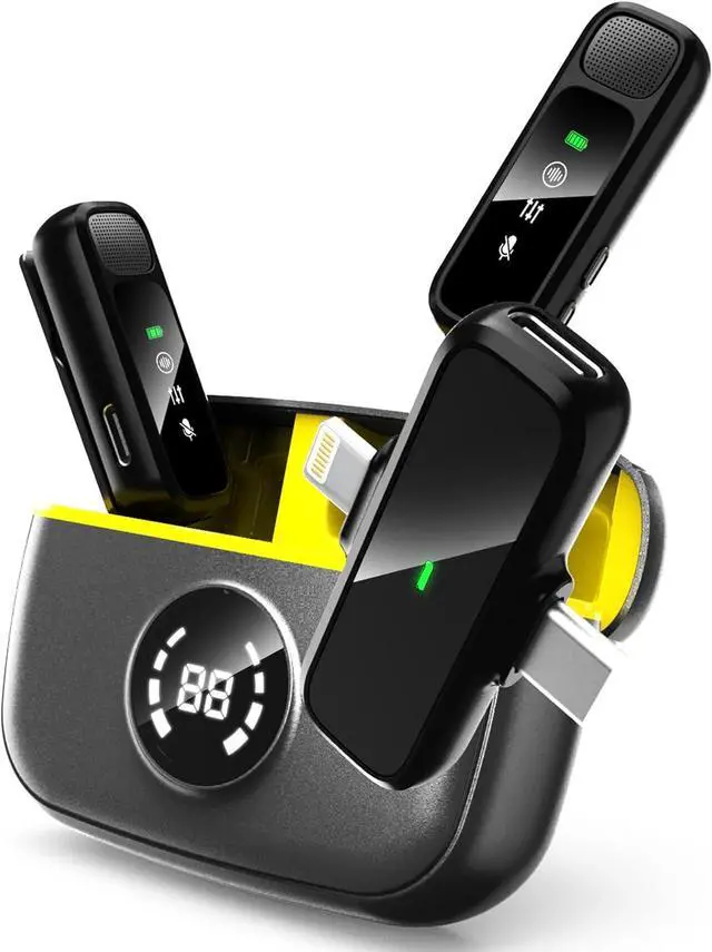 Main image of Wireless Lavalier Microphone for iPhone/Android - Dual Mini Noise Canceling Mic with Charging Case(30H), USB-C/Lightning Clip-on Microphone for Video Recording Streaming Podcast Vlogging