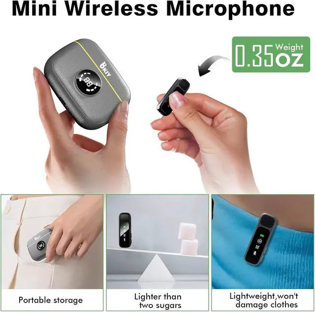 Alt view image 5 of 7 - Wireless Lavalier Microphone for iPhone/Android - Dual Mini Noise Canceling Mic with Charging Case(30H), USB-C/Lightning Clip-on Microphone for Video Recording Streaming Podcast Vlogging