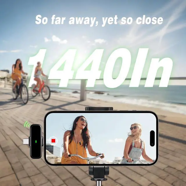 Alt view image 6 of 7 - Wireless Lavalier Microphone for iPhone/Android - Dual Mini Noise Canceling Mic with Charging Case(30H), USB-C/Lightning Clip-on Microphone for Video Recording Streaming Podcast Vlogging