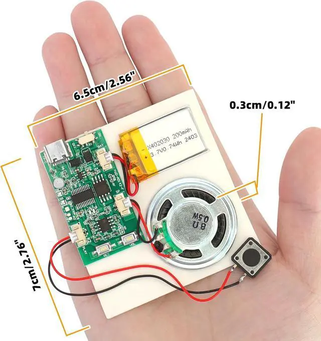 Alt view image 5 of 7 - 5PCS Programmable Sound Recorder Module - DIY Music Voice Recording Module Chip with Speaker, Can Recording 16 Minutes Sound Music for Personalized Greetings, Holiday Crafts Cards