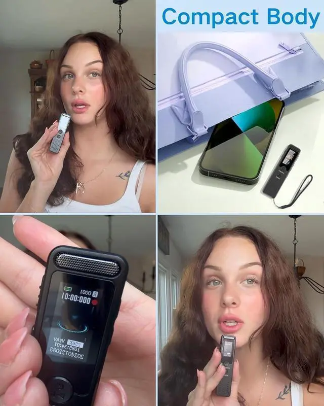 Alt view image 4 of 7 - 128GB Mini Voice Recorder with 2159 Professional Noise Reduction and up to 1536kbps Lossless Sound Quality, Voice Activated Recorder with Transcription Function, USB-C Audio Recorder for Meetings