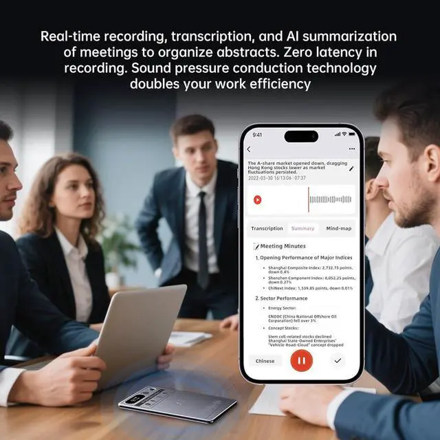 Alt view image 3 of 7 - AI Voice Recorder with App Control, Advanced AI Transcribe & Summarize with 64GB Memory, Note Voice Recorder, Audio Recorder for Meetings, Lectures, Interviews, Supports 118 Languages, Grey
