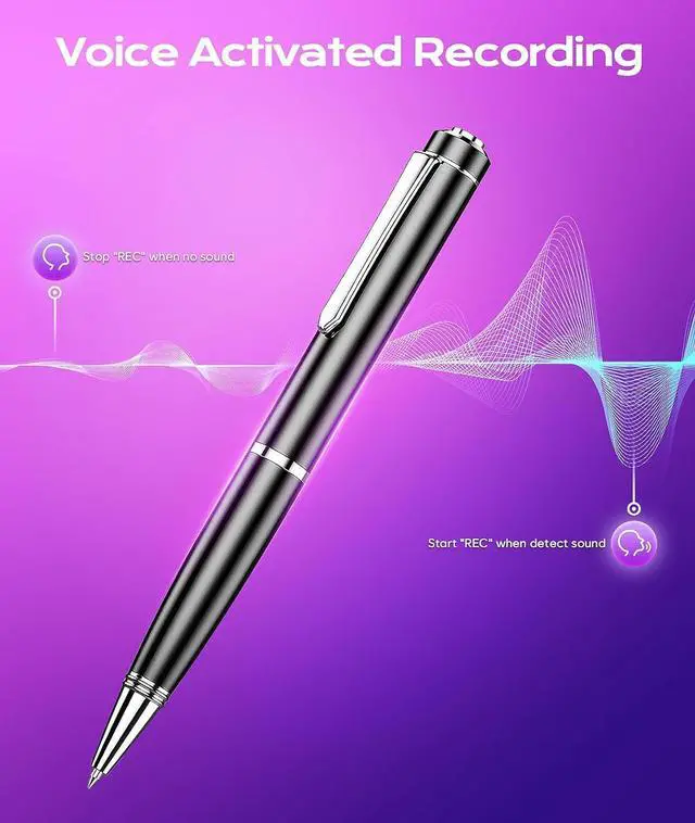 Alt view image 2 of 7 - 128GB Digital Voice Recorder Voice Activated Recorder with Playback, Portable Audio Recorder, Portable Recording Device with AI Noise Reduction, Portable Audio Recorder for Meeting/Course