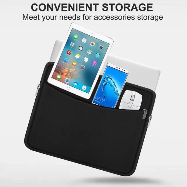 Alt view image 3 of 7 - Laptop Sleeve Case 14 inch Shockproof Protective Laptop Cover Briefcase Carrying Computer Bag with Accessory Pocket Portable Laptop Sleeve for 14 MacBook HP    Black