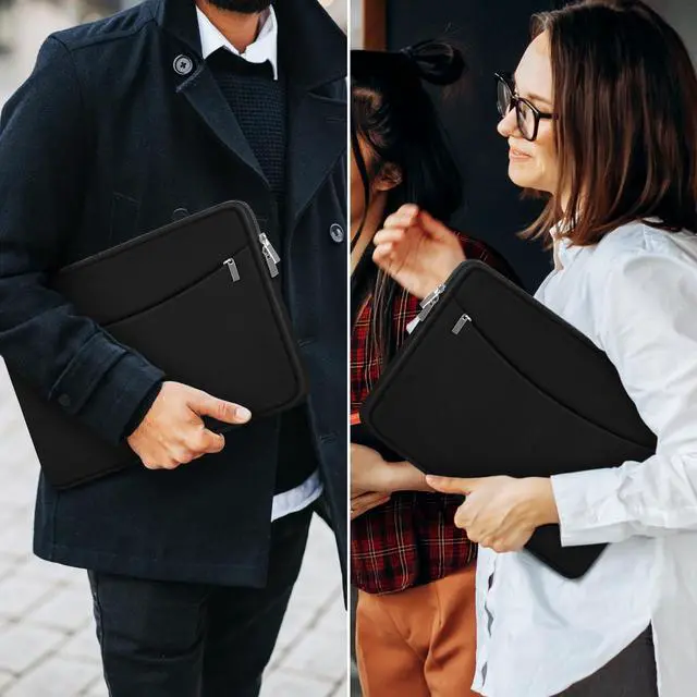 Alt view image 7 of 7 - Laptop Sleeve Case 14 inch Shockproof Protective Laptop Cover Briefcase Carrying Computer Bag with Accessory Pocket Portable Laptop Sleeve for 14 MacBook HP    Black