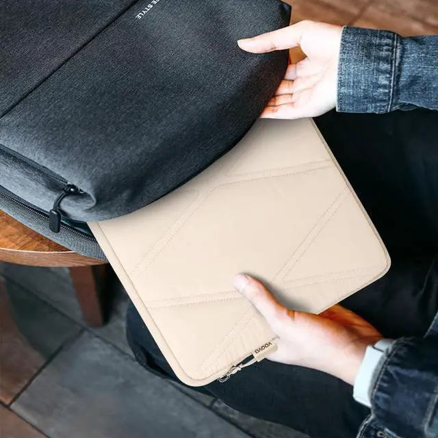 Alt view image 6 of 6 - Puffy 15.6 16 Inch Laptop Sleeve for Women Carrying Case for MacBook Pro 16 XPS 15 15.6-16 Inch    HP  Laptop Computer Cover Bag with Accessories Pouch Apricot