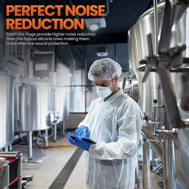 Alt view image 5 of 7 - 10 Pairs of Metal Detectable Foam Earplugs - NRR 32dB with Detectable Cord - Noise Cancelling, Disposable, Corded Ear Plugs for Food Services, Industry, Pharmaceutical, Pulp & Paper