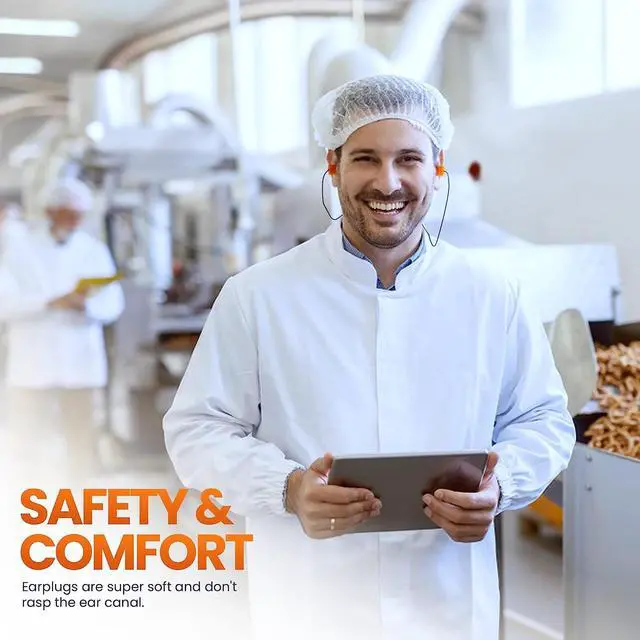 Alt view image 7 of 7 - 10 Pairs of Metal Detectable Foam Earplugs - NRR 32dB with Detectable Cord - Noise Cancelling, Disposable, Corded Ear Plugs for Food Services, Industry, Pharmaceutical, Pulp & Paper