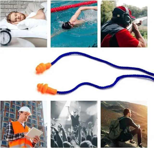 Alt view image 7 of 7 - 20 Pairs of Soft Silicone Corded Ear Plugs Reusable Sleep Swim Noise Hearing Protection Earplugs Music Concerts Construction Shooting Hunting Motor Sports