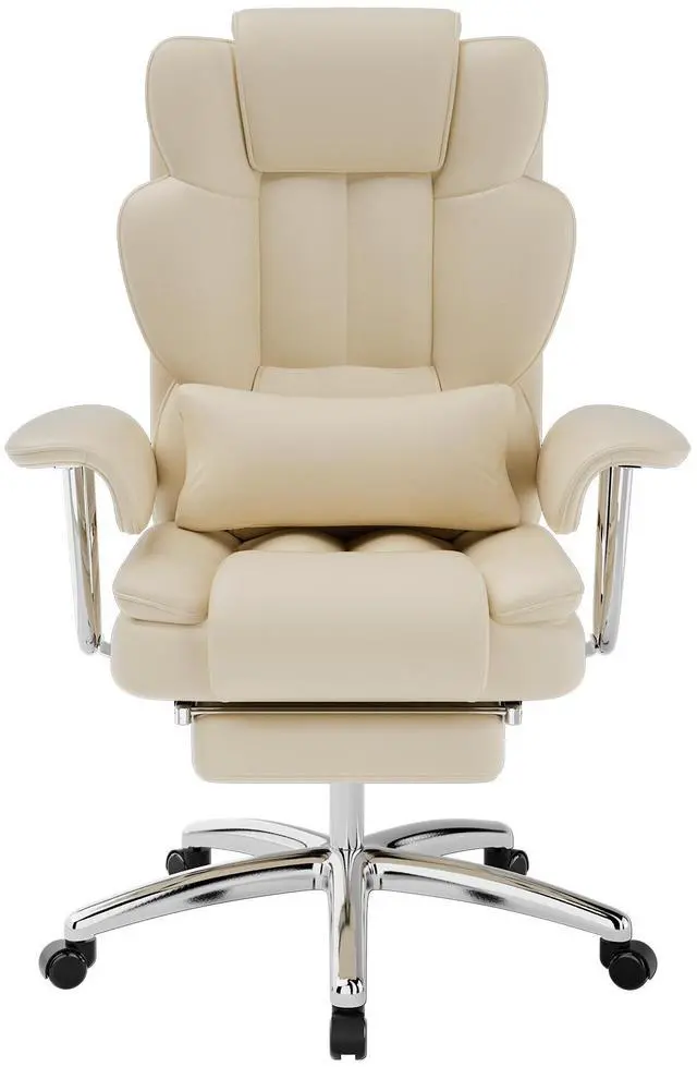 Alt view image 2 of 6 - Fantasylab Office Chair, Big and Tall Executive Office Chair with Footrest, Leather Computer Chair, Ergonomic Reclining Chair High Back