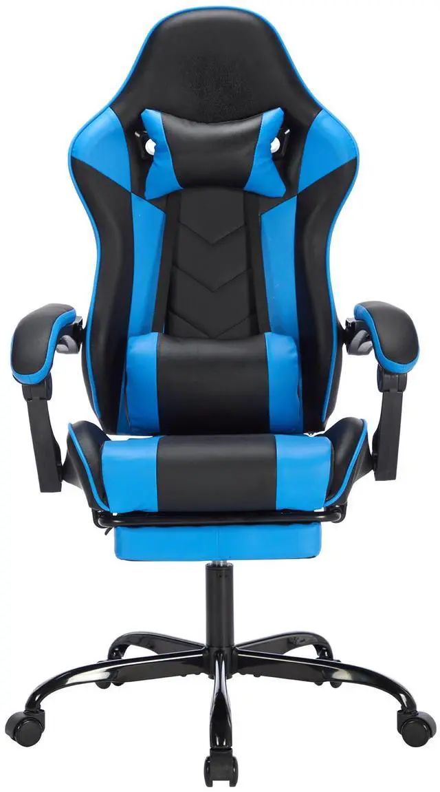Alt view image 2 of 7 - Fantasylab Gaming Chair with Footrest, Ergonomic Computer Chair with Headrest and Lumbar Support, Video Game Chairs for Adults, Black Blue