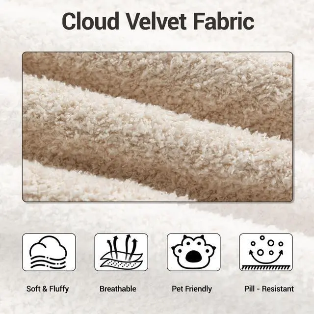 Alt view image 4 of 7 - VANBOW 113'' Modular Sectional Sofa Couches Boneless Convertible L-Shape Cloud Velvet Couch with Ottoman, No Assembly, Beige