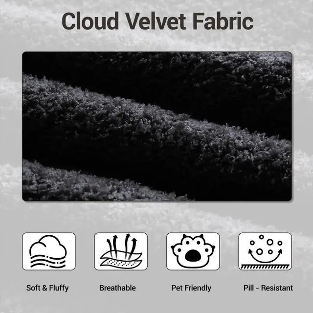 Alt view image 4 of 7 - VANBOW 113'' Modular Sectional Sofa Couches Boneless Convertible L-Shape Cloud Velvet Couch with Ottoman, No Assembly, Black