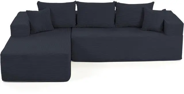 Main image of VANBOW Modular Sectional Sofa with L-Shape Chaise, Corduroy Boneless Couches for Living Room, No Assembly, Black