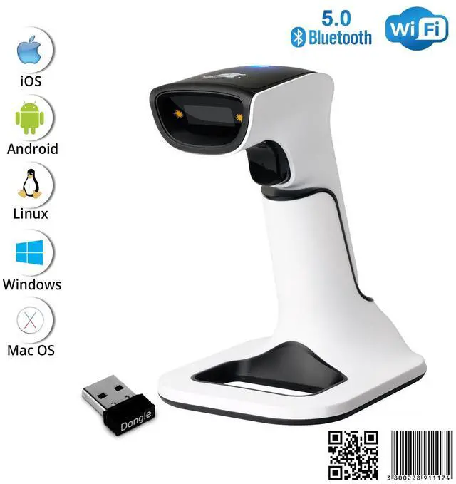 Alt view image 2 of 7 - ScanAvenger Wireless Portable 1D&2D with Stand Bluetooth Barcode Scanner: Hand Scanners 3-in-1 Vibration, Cordless, Rechargeable Scan Gun for Inventory - USB Bar Code/QR Reader (with Next Gen Stand)