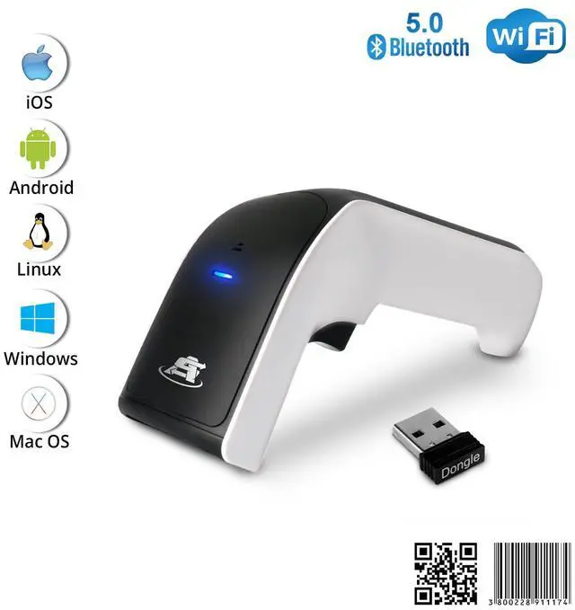 Alt view image 2 of 7 - ScanAvenger Wireless Portable 1D&2D with Stand Bluetooth Barcode Scanner: Hand Scanners 3-in-1 Vibration, Cordless, Rechargeable Scan Gun for Inventory - USB Bar Code/QR Reader (No Next Gen Stand)