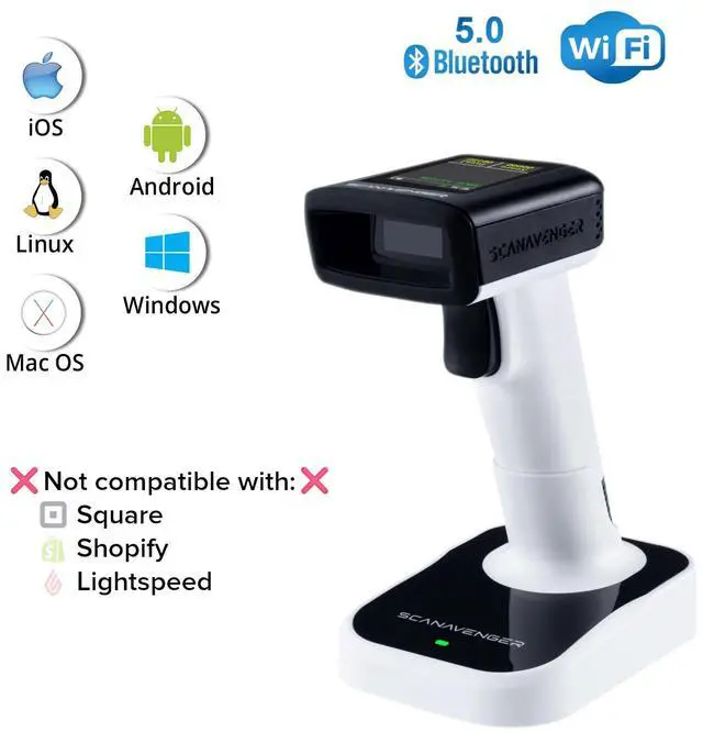 Alt view image 2 of 7 - ScanAvenger 1D & 2D Bluetooth Barcode Scanner with LCD Display, Wireless & USB Rechargeable Handheld for Inventory, POS, Library/Reads QR, UPC, Codes/Windows, Mac, Android, iOS