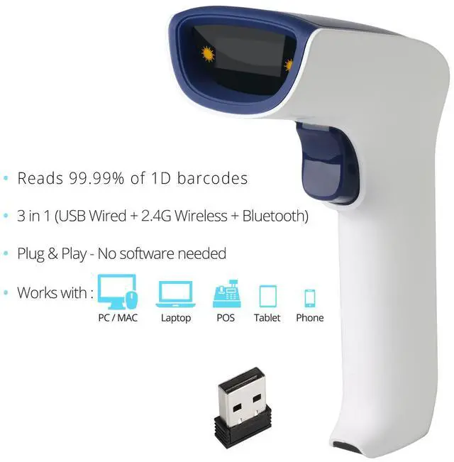 Alt view image 5 of 7 - ScanAvenger Wireless Portable 1D Bluetooth Barcode Scanner: 3-in-1 Hand Scanners -Vibration, Cordless, Rechargeable Scan Gun for Inventory Management - Handheld, USB Bar Code EAN-UPC Reader
