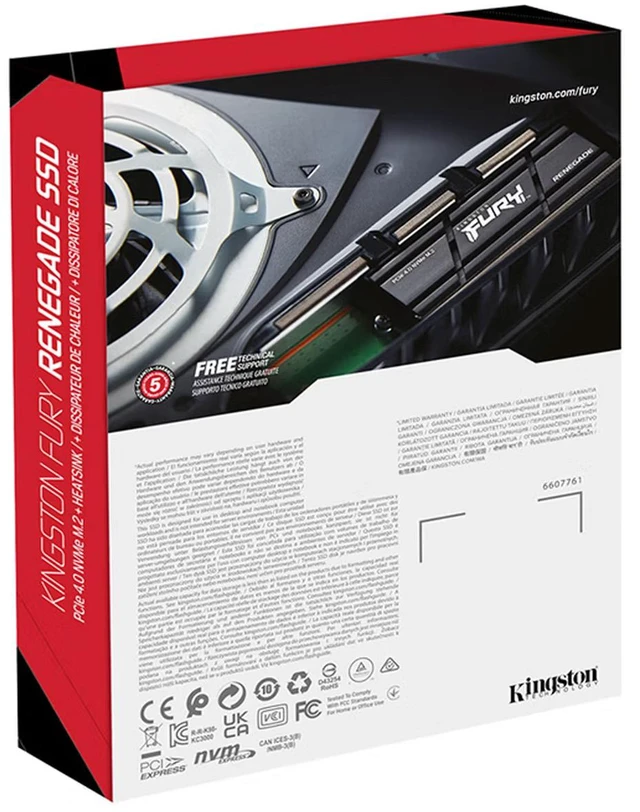 Alt view image 5 of 5 - Kingston FURY Renegade 2TB PCIe 4.0 NVMe M.2 2280 SSD with Aluminum Heatsink, 3D TLC with DRAM Cache, Up to 7300MB/s Read 7000MB/s Write, 2000TBW, PS5 Ready, Internal Solid State Drive for Gaming Desk