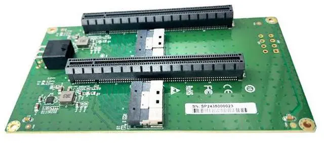 Alt view image 3 of 5 - eshinreal 2*SFF-8654 8I to 2*PCIe4.0 x16 slot riser with ATX 2*3 pin GPU Power Connector
