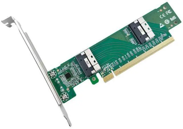 Alt view image 2 of 4 - eshinreal PCI Express x16 to Two SlimSAS SFF-8654 8i Adapter XIC PE4165-4IL shinreal
