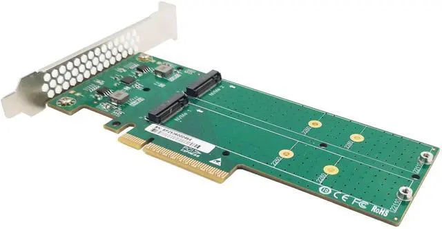 Alt view image 2 of 6 - eShinreal PCIe x8 to Dual M.2 NVMe SSD Adapter support 2260/2280/22110 SSD