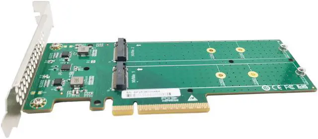 Alt view image 3 of 6 - eShinreal PCIe x8 to Dual M.2 NVMe SSD Adapter support 2260/2280/22110 SSD