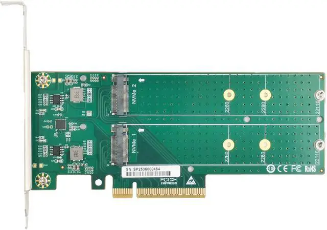 Main image of eShinreal PCIe x8 to Dual M.2 NVMe SSD Adapter support 2260/2280/22110 SSD