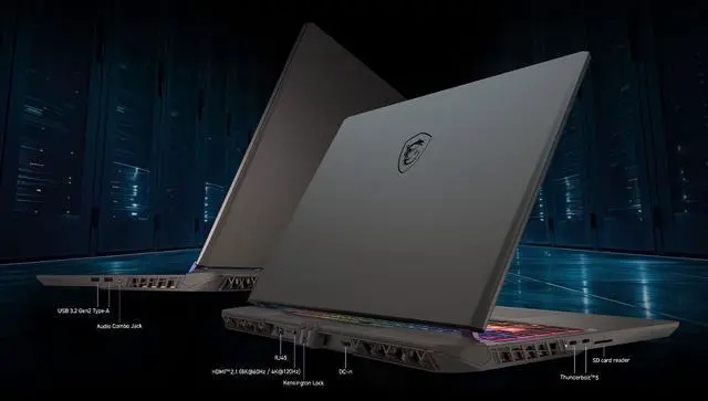 Alt view image 7 of 7 - MSI Vector 16 HX AI 16" 240Hz QHD+ Gaming NVIDIA GeForce RTX 5070 Ti 12G GDDR7 Intel Core Ultra 7 255HX 32G DDR5 RAM 512G SSD RGB Backlit Wi-Fi 6E Bluetooth 5.3 Thunderbolt 5 HDMI 2.1 Win 11 Home Gray