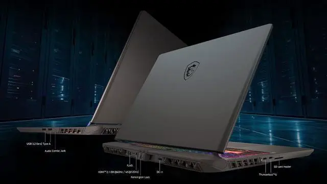 Alt view image 7 of 7 - MSI Vector 16 HX AI 16" 240Hz QHD+ Gaming NVIDIA GeForce RTX 5070 Ti 12GB GDDR7 Intel Core Ultra 7 255HX 32GB DDR5 RAM 2TB SSD RGB Backlit Wi-Fi 6E Bluetooth 5.3 Thunderbolt 5 HDMI 2.1 Win 11 Pro Gray