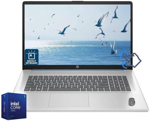 Main image of HP 17.3" HD+ Business Laptop Touchscreen Intel Core Ultra 7 255U (Beats i7-13620H) 32GB DDR5 RAM 512GB SSD Intel Graphics Wi-Fi 6 BT 5.4 Webcam HDMI 1.4 Backlit KB Fingerprint Windows 11 Pro Blue
