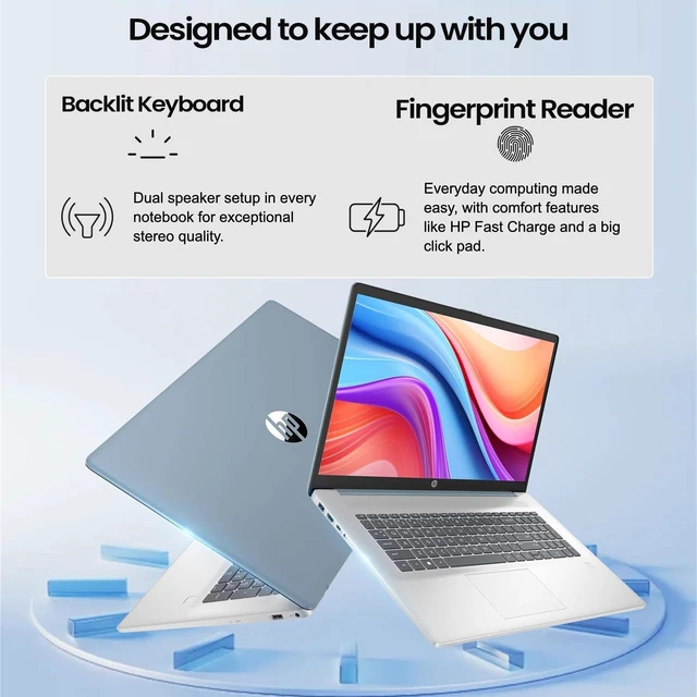 Alt view image 2 of 6 - HP 17.3" HD+ Business Laptop Touchscreen Intel Core Ultra 7 255U (Beats i7-13620H) 64GB DDR5 RAM 1TB SSD Intel Graphics Wi-Fi 6 BT 5.4 Webcam HDMI 1.4 Backlit KB Fingerprint Windows 11 Home Blue