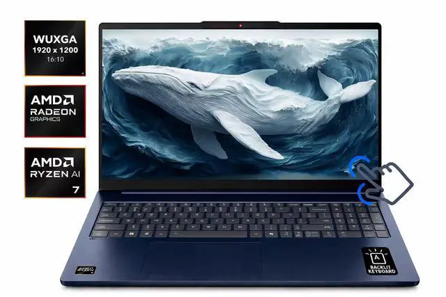 Main image of Lenovo IdeaPad Slim 5 16" FHD+ Touchscreen Business AMD Ryzen AI 7 350 (Beat Core Ultra 7 255H) AMD Radeon 860M 64GB DDR5 RAM 2TB SSD Wi-Fi 7 BT 5.4 Backlit KB Webcam Copilot AI Windows 11 Home Blue