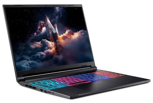 Alt view image 2 of 7 - Acer Nitro V Slim 16" WQXGA IPS 180Hz Gaming Laptop NVIDIA GeForce RTX 5070 AMD Ryzen AI 7 260 (Beats i7-14650HX) 64GB DDR5 RAM 2TB SSD RGB Backlit KB Wi-Fi 6E BT 5.3 HDMI RJ-45 Windows 11 Pro Black