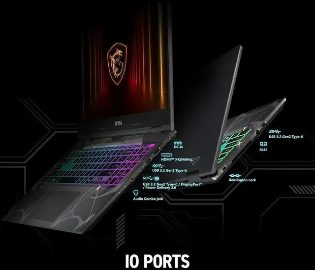 Alt view image 7 of 7 - MSI Cyborg AI Gaming Laptop 15.6" FHD IPS 144Hz NVIDIA GeForce RTX 5070 Intel core 7 240H (Beats i7-13650HX) 32GB DDR5 RAM 1TB SSD Wi-Fi 6E BT 5.3 RGB Backlit KB HDMI RJ-45 Windows 11 Pro Black