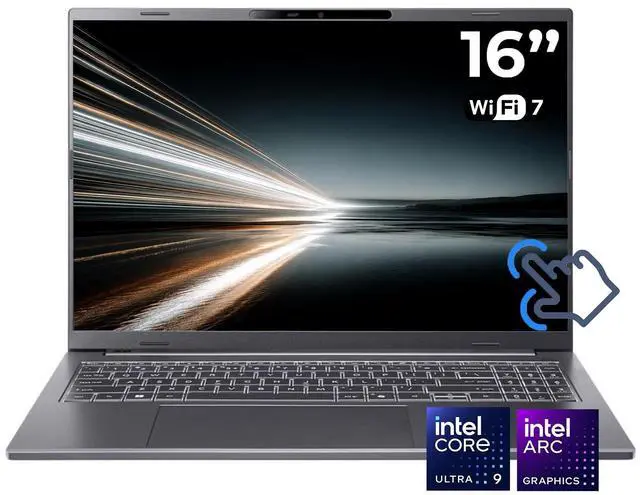 Main image of Acer Aspire 16" WUXGA Touchscreen Business Laptop Intel Core Ultra 9 288V (Beats i9-13900H) Intel ARC 140V Graphics 32GB DDR5 RAM 1TB SSD Backlit KB Wi-Fi 7 BT 5.4 HDMI 2.1 Windows 11 Pro Gray