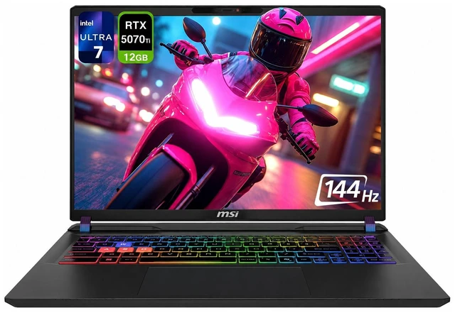 Main image of MSI Vector 16 HX AI 16" 144Hz FHD+ Gaming NVIDIA GeForce RTX 5070 Ti 12G GDDR7 Intel Core Ultra 7 255HX 32GB DDR5 RAM 2TB SSD RGB Backlit Wi-Fi 6E Bluetooth 5.3 Thunderbolt 5 HDMI 2.1 Win 11 Home Gray