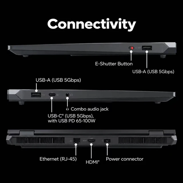 Alt view image 7 of 7 - Lenovo LOQ 15.6" 2K IPS 144Hz Gaming Laptop Intel i7-13650HX NVIDIA GeForce RTX 5060 32GB DDR5 RAM 512GB SSD Backlit KB Wi-Fi 6 HDMI 2.1 Stereo Speakers Copilot+PC Webcam 4-cell Windows 11 Home Black