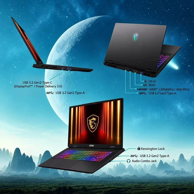 Alt view image 6 of 7 - MSI Crosshair A16 HX 16" QHD+ 240Hz Gaming Laptop AMD Ryzen 9 8940HX (Beats i9-14900HX) NVIDIA GeForce RTX 5060 32GB DDR5 RAM 1TB SSD RGB Backlit Wi-Fi 6E BT 5.3 Webcam HDMI 2.1 Windows 11 Pro Gray
