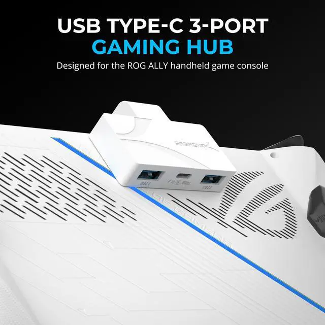 Alt view image 2 of 7 - SABRENT USB Type-C 3-Port Gaming Hub for ASUS ROG Ally - Lightweight, Portable, Plug and Play, 100W PD3.0 Charging, USB-A & USB-C Ports, Compatible with Windows, macOS, Linux (HB-ROAY)