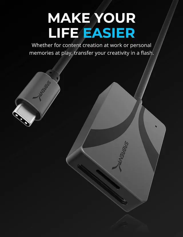 Alt view image 2 of 7 - USB Type-C Card Reader, Dual-Slot UHS-II SDXC and microSDXC SD 4.0 (CR-CSDM)